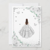 Invitation Aquarelle florale argent Roses Quinceanera (Dos)