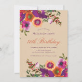 Invitation Aquarelle Florale Automne 70e anniversaire (Devant)