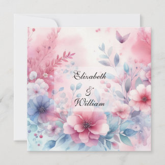 Invitation Aquarelle florale aux couleurs pastel douces