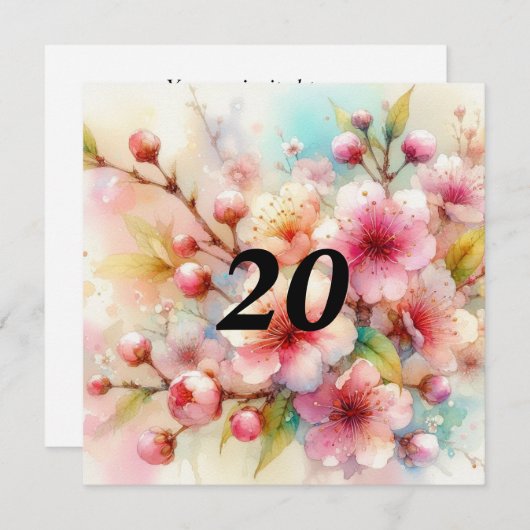 Invitation Aquarelle florale aux couleurs pastel douces (Devant / Derrière)