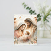 Invitation Aquarelle Florale Baby Jesus Scrapbook imprimable (Debout devant)