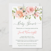 Invitation Aquarelle Florale, Baby shower de feuillage verdoy (Devant)