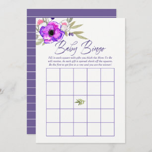 Invitation Aquarelle florale Baby shower de printemps Bingo b