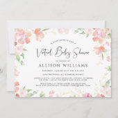 Invitation Aquarelle Florale Baby shower virtuel d'or rose (Devant)