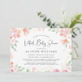 Invitation Aquarelle Florale Baby shower virtuel d'or rose (Debout devant)
