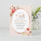 Invitation Aquarelle Florale Bachelorette Week-end Itinéraire (Debout devant)