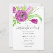 Invitation Aquarelle Florale Bachelorette Week-end Itinéraire (Devant)