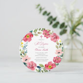 Invitation Aquarelle Florale Baptême (Debout devant)