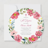 Invitation Aquarelle Florale Baptême (Devant)