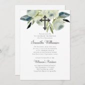 Invitation Aquarelle Florale Baptisée (Devant / Derrière)