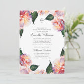 Invitation Aquarelle Florale Baptisée (Debout devant)