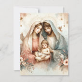 Invitation Aquarelle Florale Bébé Jésus Carstock imprimable (Devant)