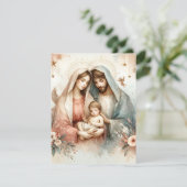 Invitation Aquarelle Florale Bébé Jésus Carstock imprimable (Debout devant)