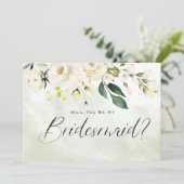 Invitation Aquarelle florale blanche et verte Script Bridesma (Debout devant)