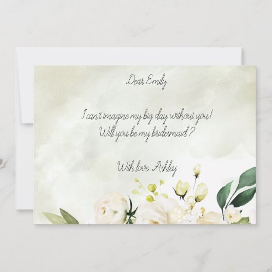 Invitation Aquarelle florale blanche et verte Script Bridesma (Dos)
