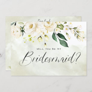 Invitation Aquarelle florale blanche et verte Script Bridesma