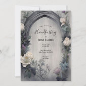 Invitation Aquarelle florale blanche gothique païen à la main (Devant)