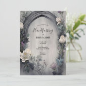 Invitation Aquarelle florale blanche gothique païen à la main (Debout devant)