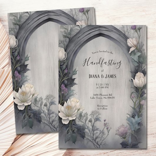 Invitation Aquarelle florale blanche gothique païen à la main