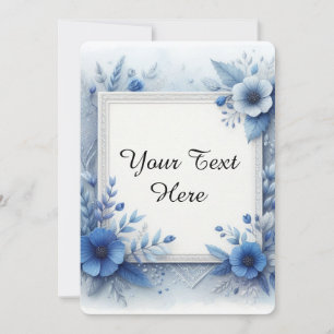 Invitation Aquarelle florale bleu avec des accents élégants
