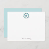 Invitation Aquarelle Florale bleu moderne Monogramme de couro (Devant / Derrière)