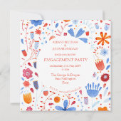 Invitation Aquarelle florale Bleu orange (Dos)