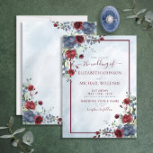 Invitation Aquarelle florale bleu-outremer