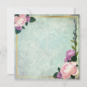 Invitation Aquarelle Florale Bleu & Rose Partie d'engagement (Dos)