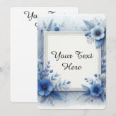 Invitation Aquarelle florale bleue aux accents élégants (Devant / Derrière)