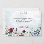 Invitation Aquarelle Florale Bleue Bourgogne Script Bridesmai (Dos)