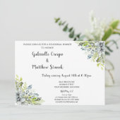 Invitation Aquarelle Florale Bleue Dîner de répétition modern (Debout devant)