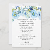 Invitation Aquarelle Florale Bleue Élégante répétition de mar (Devant)