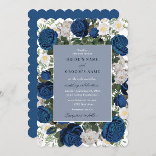 Invitation Aquarelle Florale Bleue Moderne Mariage élégant