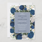 Invitation Aquarelle Florale Bleue Moderne Mariage élégant (Devant)