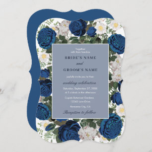 Invitation Aquarelle Florale Bleue Moderne Mariage élégant