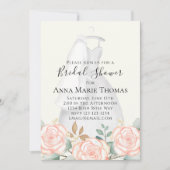 Invitation Aquarelle florale Blush Élégante robe de mariée (Devant)