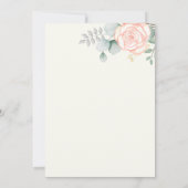 Invitation Aquarelle florale Blush Élégante robe de mariée (Dos)