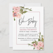 Invitation Aquarelle florale Blush et Baby shower Rose or (Devant)
