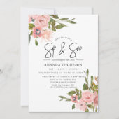 Invitation Aquarelle florale Blush et Gold Sip (Devant)
