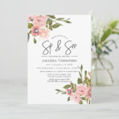 Invitation Aquarelle florale Blush et Gold Sip (Debout devant)