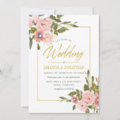 Invitation Aquarelle florale Blush et Gold Wedding Inviter (Devant)