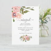 Invitation Aquarelle florale Blush et Rose Gold Anniversaire (Debout devant)