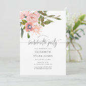 Invitation Aquarelle florale Blush et Rose Gold Bachelorette (Debout devant)