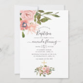 Invitation Aquarelle florale Blush et Rose Gold Baptism (Devant)