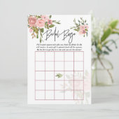 Invitation Aquarelle florale Blush et Rose Gold Bride Bingo (Debout devant)