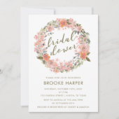 Invitation Aquarelle florale Blush Fête des mariées de couron (Devant)