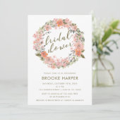 Invitation Aquarelle florale Blush Fête des mariées de couron (Debout devant)