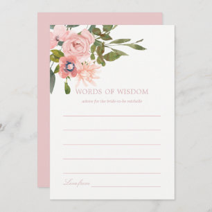 Invitation Aquarelle florale Blush Pink Fête des mariées Cons