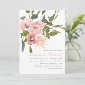 Invitation Aquarelle florale Blush Rose Mariage Inviter (Debout devant)