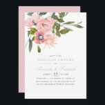 Invitation Aquarelle florale Blush Wedding shower rose Invita<br><div class="desc">Roses roses rose et or feuille tendance invitation Wedding shower avec typographie élégante.</div>